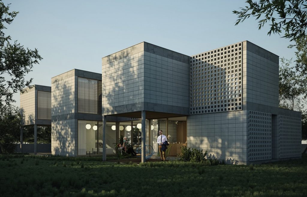Ultra modern grey stone house